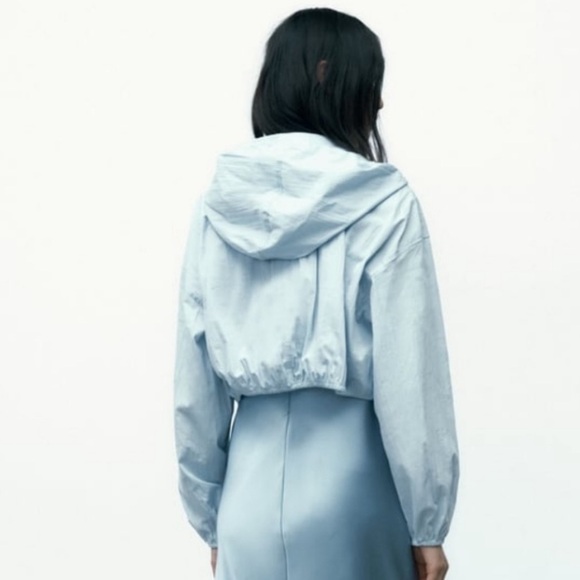 NewZara Pockets Buttons  Light Blue Hoodie jacket - Picture 7 of 16